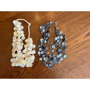 Mother Of Pearl & Blue Button‎ Multi-Strand Necklaces (2) e2
